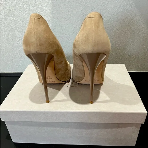 Jimmy Choo Beige Suede Heels - Picture 2 of 4